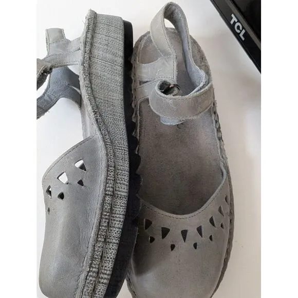 Naot Celosia Shoes Womens 36 Gray Leather Slingback Strap Cut Out