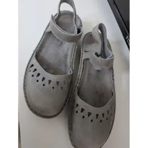 Naot Celosia Shoes Womens 36 Gray Leather Slingback Strap Cut Out