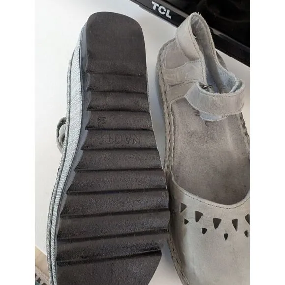 Naot Celosia Shoes Womens 36 Gray Leather Slingback Strap Cut Out