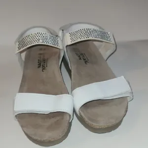 Naot Leather Cork White Women's Sandals Rhinestone Heel Strap Fairy Indie Boho