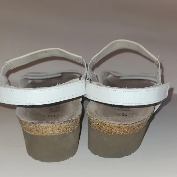 Naot Leather Cork White Women's Sandals Rhinestone Heel Strap Fairy Indie Boho