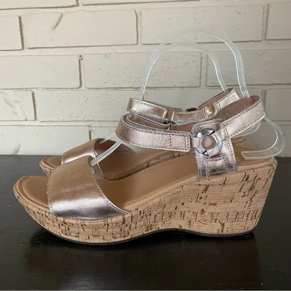 Naot Sandals EU 40 US 9 Pier Platform Leather Wedge Shoes Cork Open Toe Rose