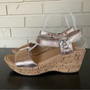 Naot Sandals EU 40 US 9 Pier Platform Leather Wedge Shoes Cork Open Toe Rose