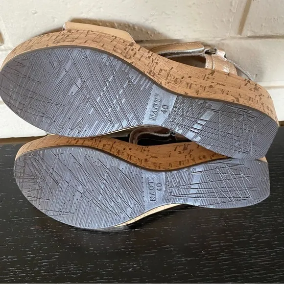 Naot Sandals EU 40 US 9 Pier Platform Leather Wedge Shoes Cork Open Toe Rose