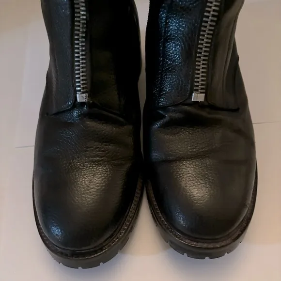 NAPOLEONI moto zip leather boot black Combat biker Italian made IT40/US9.5