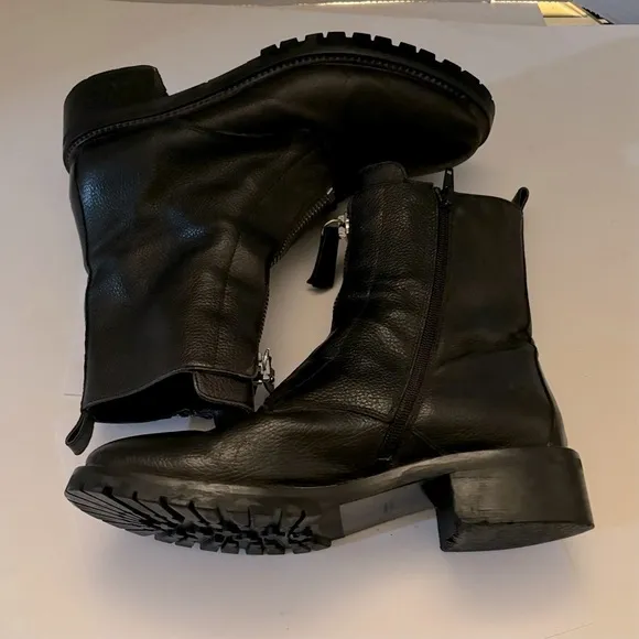 NAPOLEONI moto zip leather boot black Combat biker Italian made IT40/US9.5