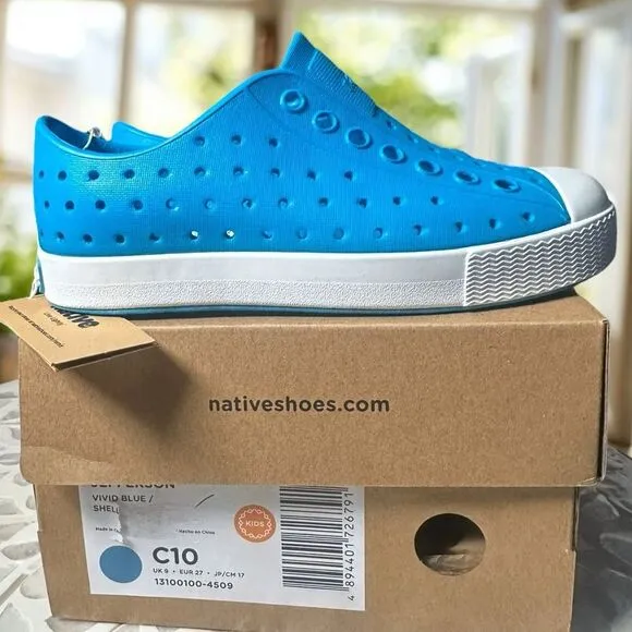 Native Jefferson Shoe Water Shoe Sneaker Vivid Blue Size C10 NEW In Box UNISEX