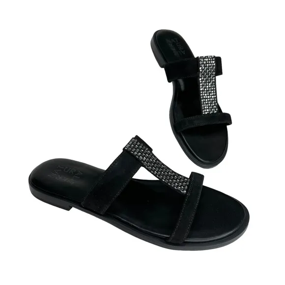Naturalizer Farica Slide Sandals Embellished Black Size 6.5M