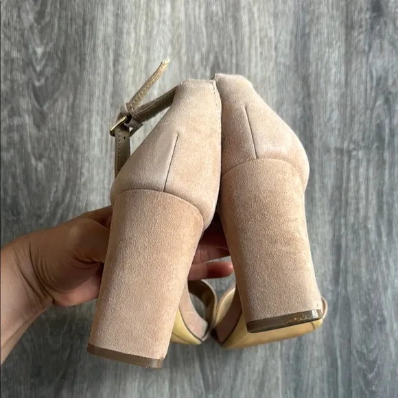 Naturalizer Women's Beige Suede Sandals Tan Platform Heels 9.5