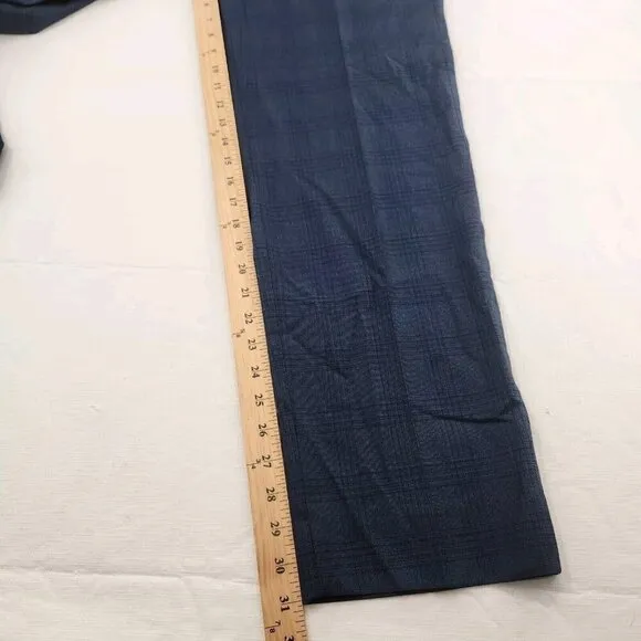 Nautica Men's Blue Plaid Modern-Fit Bi-Stretch Suit Dress Pants Size 34W 31L