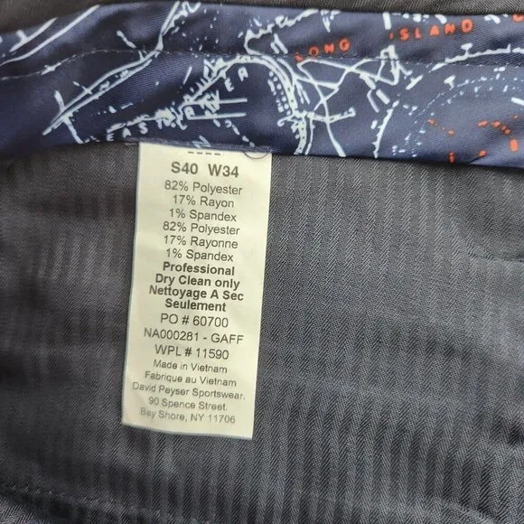 Nautica Men's Blue Plaid Modern-Fit Bi-Stretch Suit Dress Pants Size 34W 31L