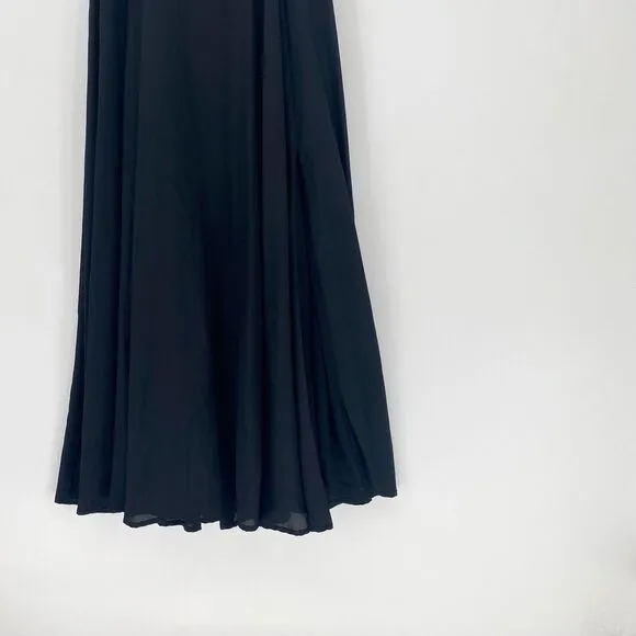 Naven Women 2 Sirene Dress Gown Black Zipper Back Classic Maxi Slit Sleeveless