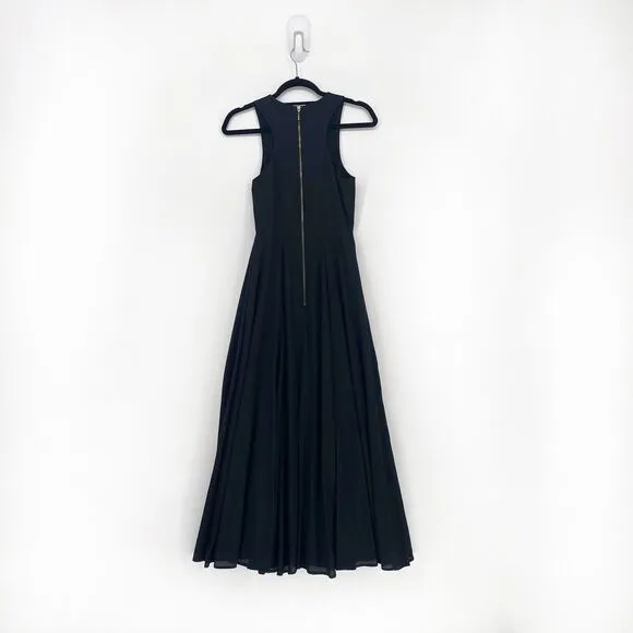 Naven Women 2 Sirene Dress Gown Black Zipper Back Classic Maxi Slit Sleeveless
