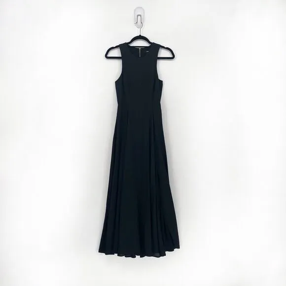 Naven Women 2 Sirene Dress Gown Black Zipper Back Classic Maxi Slit Sleeveless