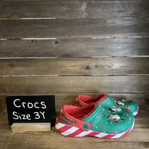 New $65 Big Kids Crocs Disney Mickey‎ Mouse Holiday Lined Sandals Shoes Size 3 Y