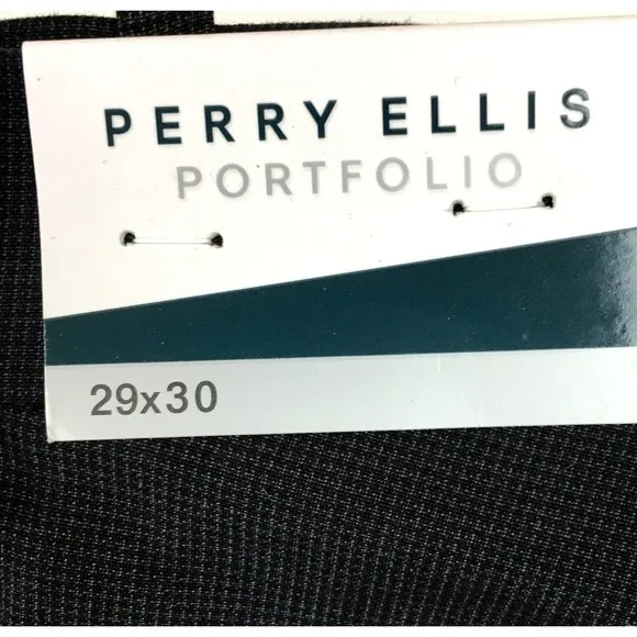 New $95 Perry Ellis Portfolio Men 29W 30L Black Mini Check Modern-Fit Dress Pant