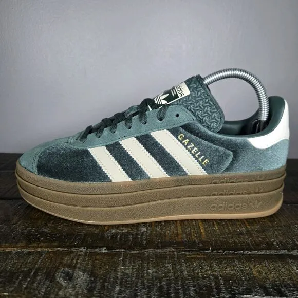 NEW Adidas Gazelle Bold Womens Size 7.5 Platform Sneakers Shoes Green IG4391