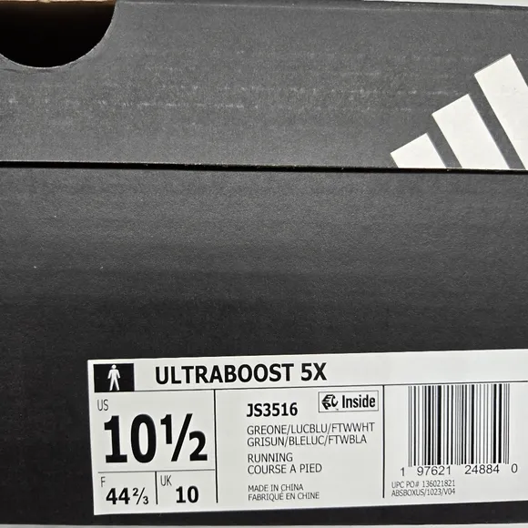 New Adidas Ultraboost 5X White Lucid Blue Grey Men's Running Shoes Size 10.5