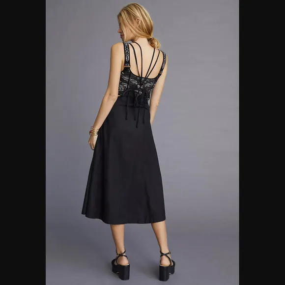 New Anthropologie Modern Black Pinafore Dress - Size 4