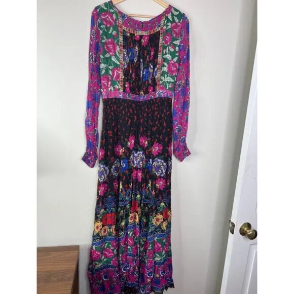 NEW Anthropologie Moulinette Soeurs Emporia Boho Lined Pink Maxi Dress Size: 6