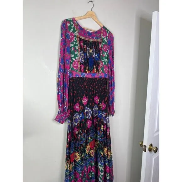 NEW Anthropologie Moulinette Soeurs Emporia Boho Lined Pink Maxi Dress Size: 6
