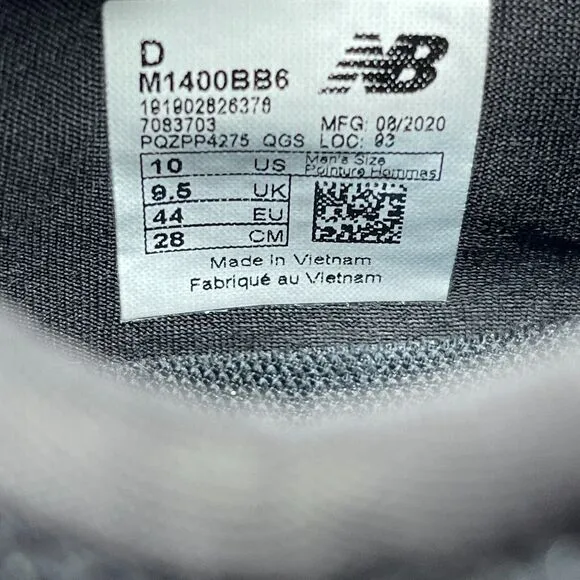 New Balance 1400 v6 Shoes Mens Size 10 D Black Lightweight Running Sneakers