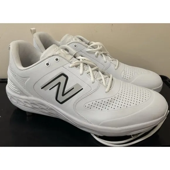 New Balance Shoes Mens 17 Fresh Foam 3000v6 Baseball Cleat White Spikes L3000TW6