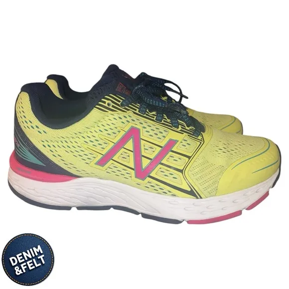 New Balance Women's W680V3 Running Shoe | Color: Yellow/Pink/Blue 🩷👟💛👟💙