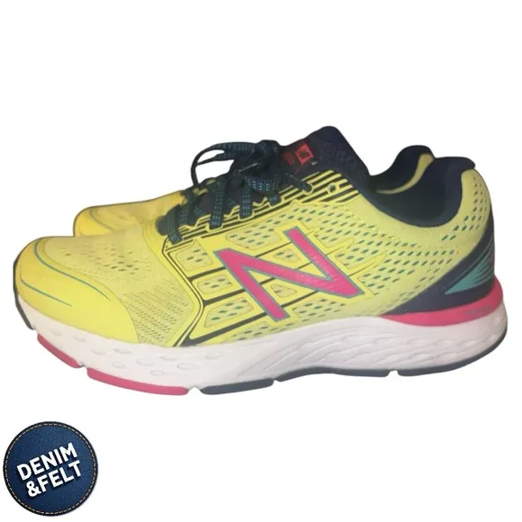 New Balance Women's W680V3 Running Shoe | Color: Yellow/Pink/Blue 🩷👟💛👟💙