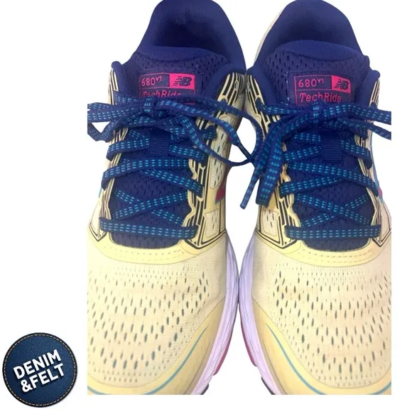 New Balance Women's W680V3 Running Shoe | Color: Yellow/Pink/Blue 🩷👟💛👟💙