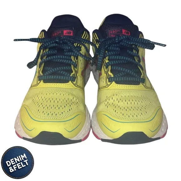 New Balance Women's W680V3 Running Shoe | Color: Yellow/Pink/Blue 🩷👟💛👟💙