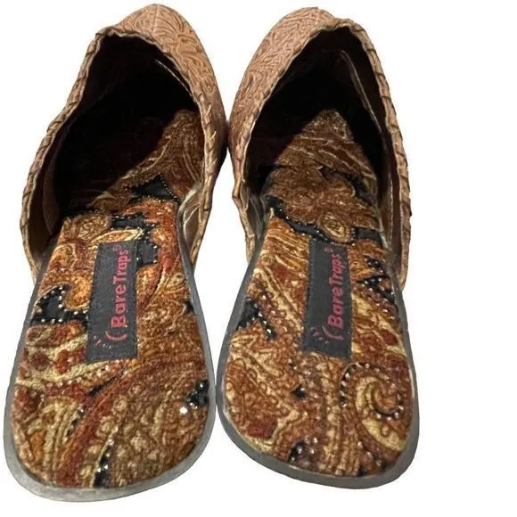 NEW Baretraps Ace Brown Embossed Leather Soft Pretty Insole Mule Heels‎ — SZ 8