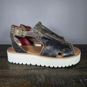NEW Bed Stu Clancy Womens Size 8 Leather Rustic Zip Platform Sandals Brown