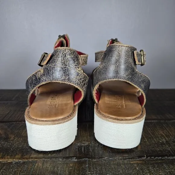 NEW Bed Stu Clancy Womens Size 8 Leather Rustic Zip Platform Sandals Brown
