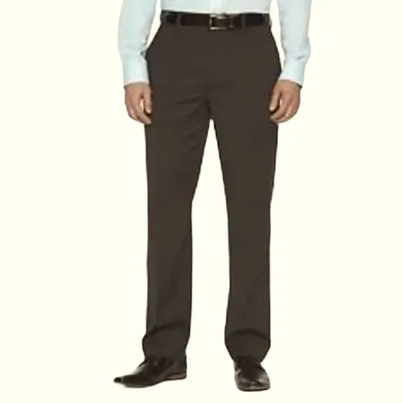 New! Billy London Men's Modern Fit Dress Pants, Gray &amp; Brown Pinstriped