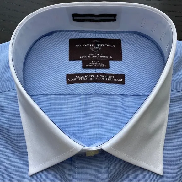 New BLACK BROWN 1826 Classic Fit Dress Shirt