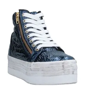 NEW Blue Textured Thick Rubber Sole High Top Sneakers by Jeffrey Campbell