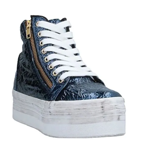 NEW Blue Textured Thick Rubber Sole High Top Sneakers by Jeffrey Campbell
