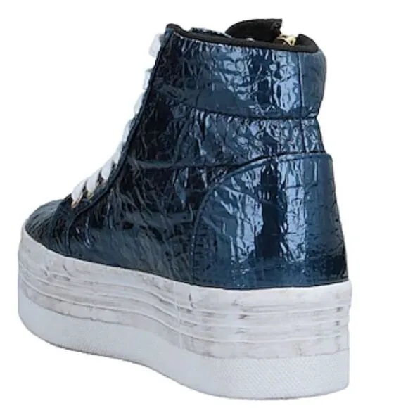 NEW Blue Textured Thick Rubber Sole High Top Sneakers by Jeffrey Campbell