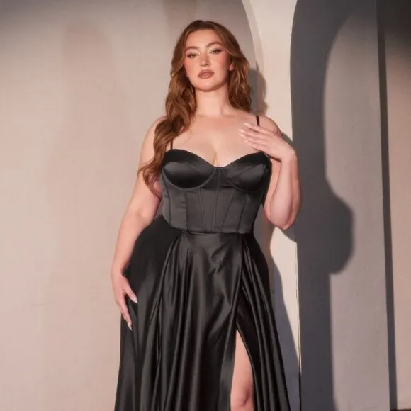 New Bridesmaid A-Line Plus Size Soft Satin Dress w/ Sweetheart Neckline CD337C