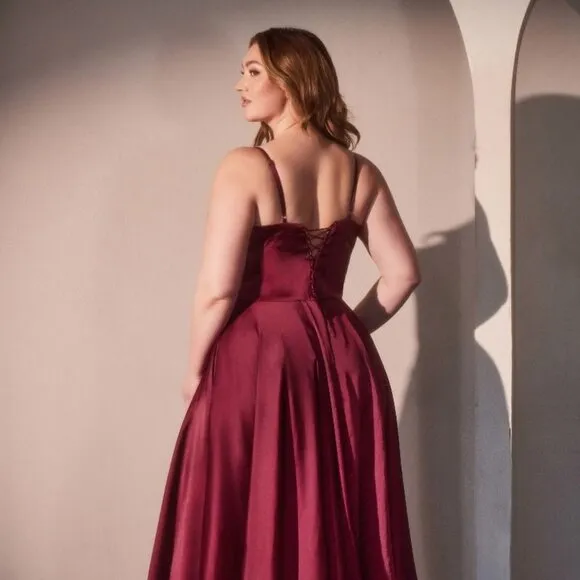 New Bridesmaid A-Line Plus Size Soft Satin Dress w/ Sweetheart Neckline CD337C