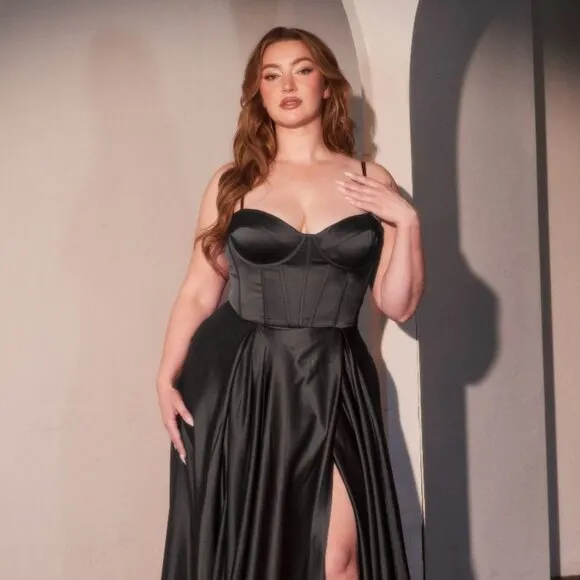 New Bridesmaid A-Line Plus Size Soft Satin Dress w/ Sweetheart Neckline CD337C