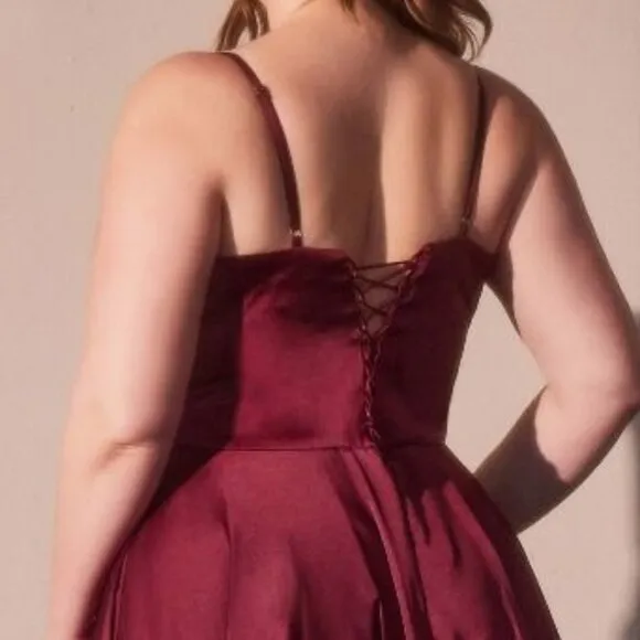 New Bridesmaid A-Line Plus Size Soft Satin Dress w/ Sweetheart Neckline CD337C