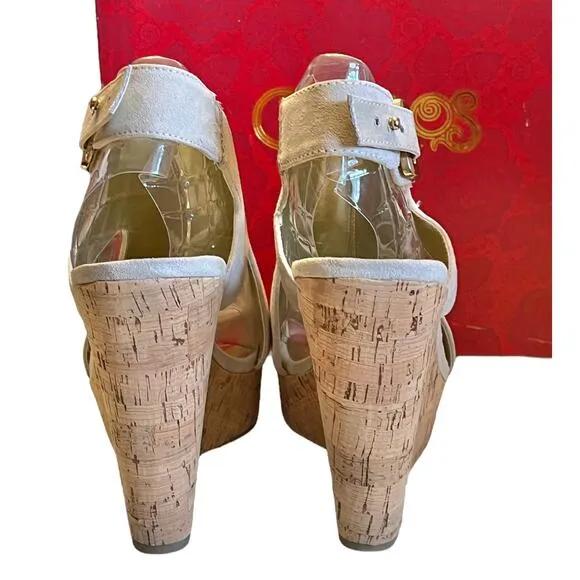 NEW Carlos Santana ESPADRILLE SANDALS Malor Slingback Platform Wedge SHOES 9.5