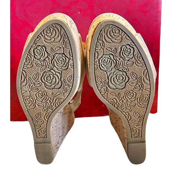 NEW Carlos Santana ESPADRILLE SANDALS Malor Slingback Platform Wedge SHOES 9.5