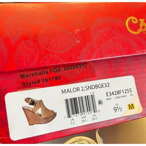 NEW Carlos Santana ESPADRILLE SANDALS Malor Slingback Platform Wedge SHOES 9.5