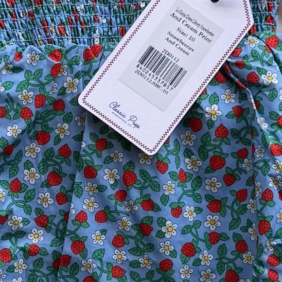 New CLASSIC PREPGirls' Long Sleeve Hattie Dress Strawberry Print Smocked Bodice