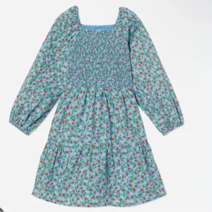 New CLASSIC PREPGirls' Long Sleeve Hattie Dress Strawberry Print Smocked Bodice