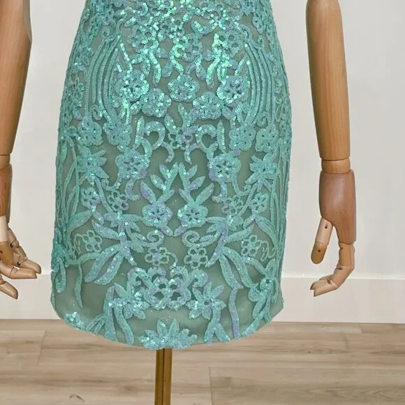 NEW COCKTAIL SEQUINS EMBELLISHED DAZZLING DRESS W/ OFF SHOULDER STRAPS NX E911