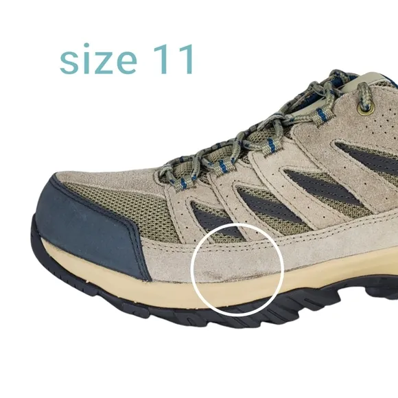 New Columbia crestwood suede mesh lace up hiking shoes wide pebble lagoon